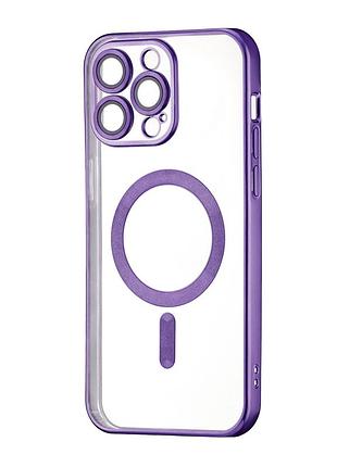 Чехол силиконовый magsafe защита камеры для iphone 15 pro max фиолетовый