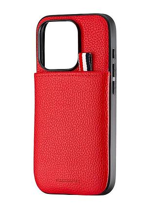 Чохол jinduka leather pocket шкірозамінник для iphone 15 pro червоний