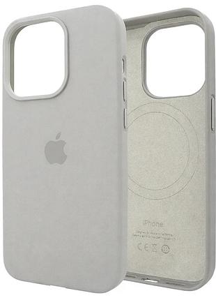 Чохол для iphone 13 pro max шкіряний з magsafe світло-сірий для захисту та стилю