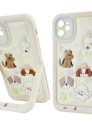 Чехол силиконовый paws case для iphone 12 противоударный с защитой камеры цвет fluffy dogs – cream
