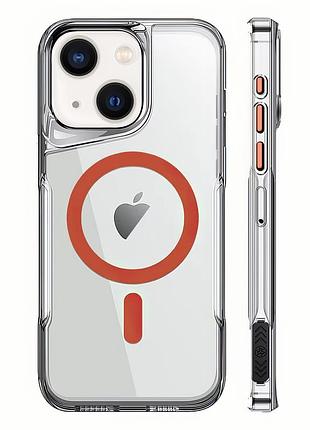 Чехол для iphone 15 newzone clear case с magsafe прозрачный защитный аксессуар оранжевого цвета