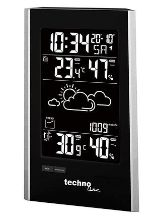 Метеостанция technoline ws9060 black silver с цветной led подсветкой usb портом и внешним датчиком температуры