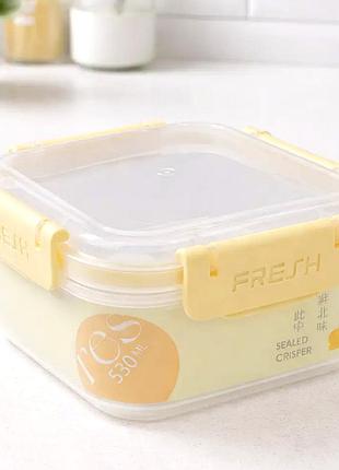 Герметичный квадратный контейнер 0,53л 12,5x12,5x6см для хранения продуктов fresh