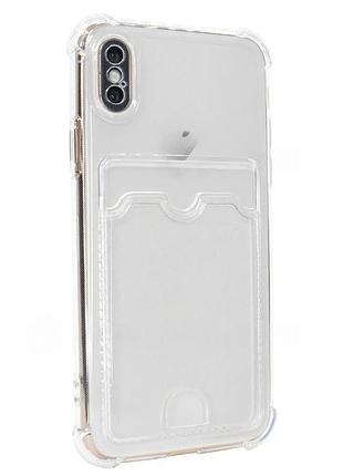 Чохол для iphone x xs прозорий із кишенею для картки захисний для зручного зберігання карток