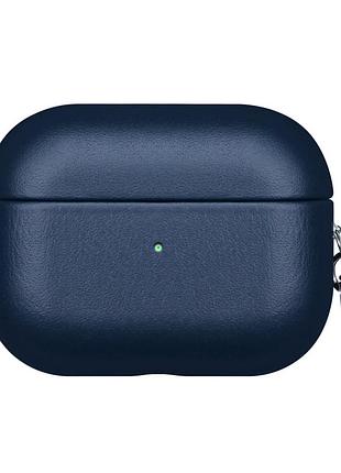 Чехол leather case для airpods pro 3 защитный с мягкой подкладкой синий midnight blue