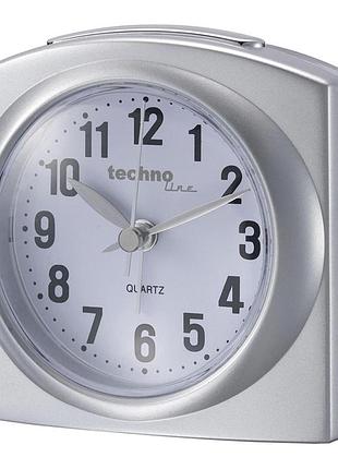 Часы настольные technoline modell l серебристые кварцевые с будильником 80x80x45 мм для кухни офиса гостиной