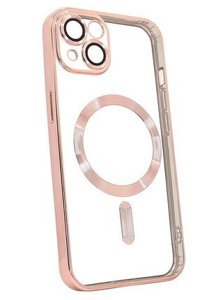 Чохол для iphone 15 з magsafe захисний з лінзами rose gold для захисту камери та корпусу