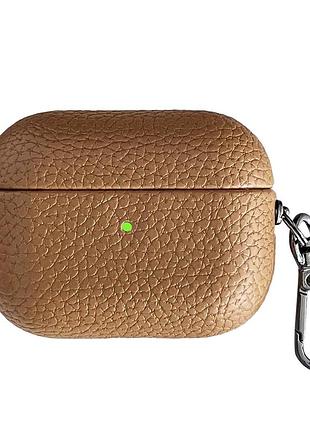 Чехол grain leather для airpods 4 из натуральной кожи коричневый для защиты и стиля