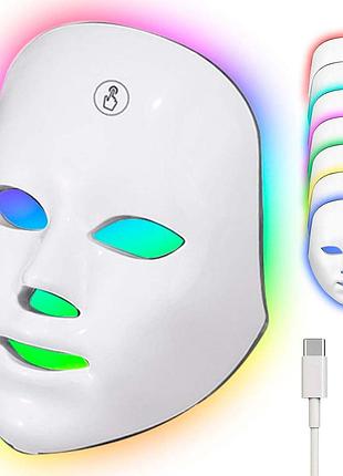 Led-маска для обличчя 7в1 з usb-живленням/світолодна маска для світлотерапії/лудна маска