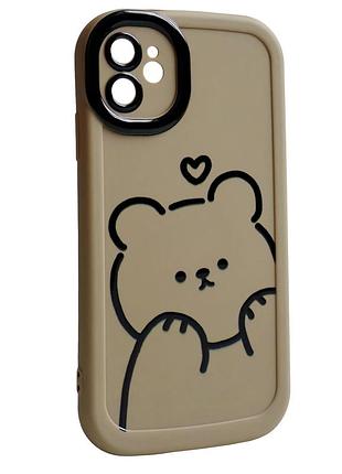 Чехол силиконовый paws case для iphone 11 противоударный с защитой камеры коричневый bear hug