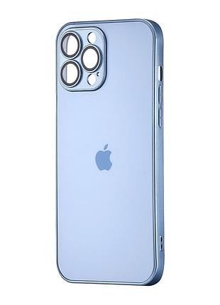 Чехол силиконовый ag-matte с magsafe защита камеры для iphone 13 pro max голубой