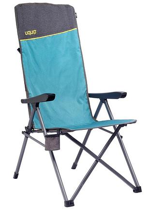 Кресло раскладное uquip justy xl 120 кг с высокой спинкой для кемпинга рыбалки цвет синий серый