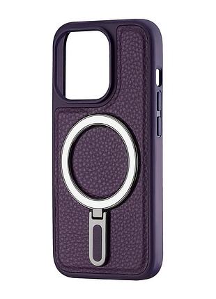 Чехол jinduka leather ringo кожзам противоударный для iphone 15 pro фиолетовый