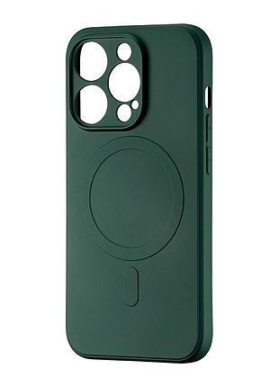 Чехол tpu с magsafe защита камеры для iphone 14 pro темно-зеленый