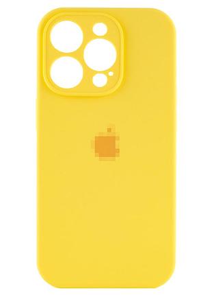 Чехол silicone full camera для iphone 15 pro желтый защищает камеру и корпус от повреждений