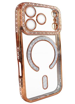 Чехол diamond shining case с magsafe для iphone 17 pro max оранжевый стильный аксессуар для защиты телефона