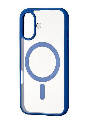 Чехол color edge magsafe противоударный для iphone 16 с защитой камеры синий
