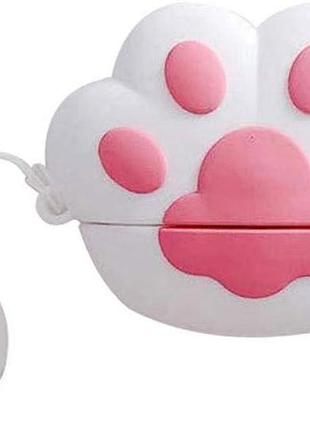 Чехол для airpods 3d cat paw белый для защиты и стиля наушников airpods