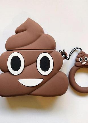 Чохол для airpods 3d poop brown захисний аксесуар для навушників стильний і оригінальний