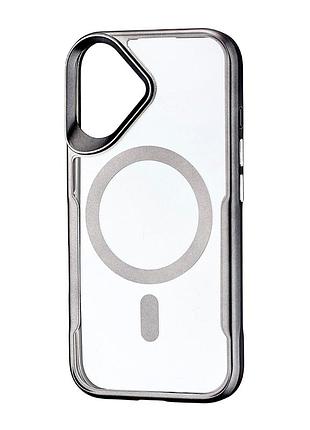 Чохол metal frame з magsafe протиударний для iphone 16 чорний