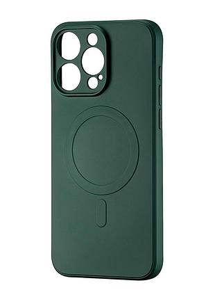 Чехол tpu с magsafe защита камеры для iphone 15 pro max темно-зеленый