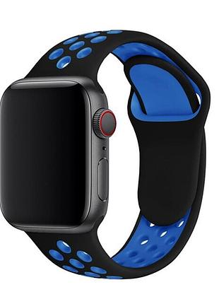 Ремінець apple watch силіконовий протиударний для 42 mm 44 mm 45 mm 46 mm 49 mm чорно-синій