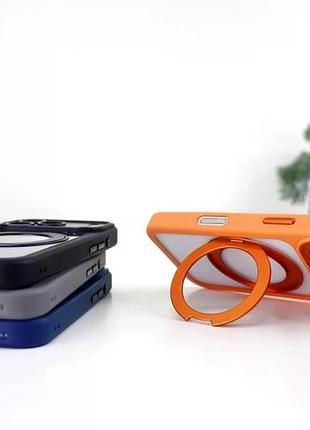 Чехол противоударный nofelet optic ring case для iphone 16 pro max с защитой камеры синий 3