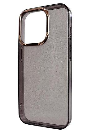 Чехол противоударный sparkle case для iphone 14 pro с блестками защита камеры черный