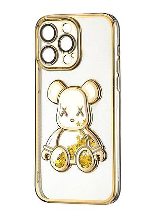Чехол силиконовый с защитой камеры для iphone 14 pro max золотой