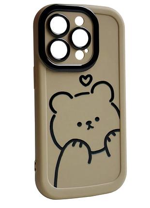 Чехол противоударный paws case для iphone 13 pro max с защитой камеры цвет bear hug - brown