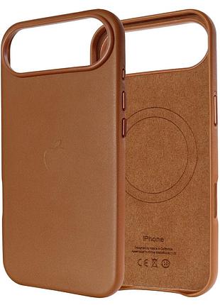 Чехол leather case pu с magsafe для iphone 17 air защитный коричневый saddle brown