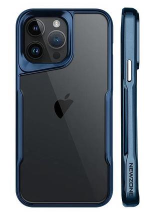 Чехол metal shell для iphone 14 pro max защитный синий стильный корпус для надежной защиты