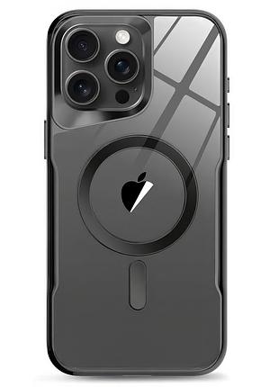 Чехол metal shell case с magsafe для iphone 15 pro max черный титановый защитный аксессуар