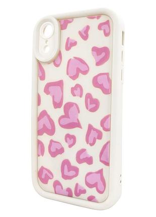 Чехол для iphone xr pretty things для защиты и стиля с розовыми сердцами на белом фоне