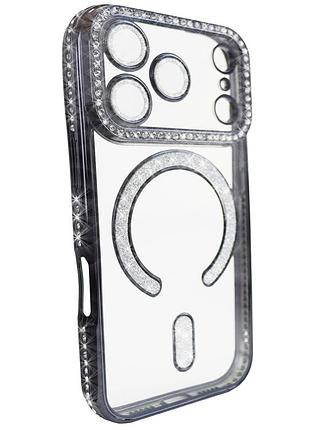 Чехол diamond shining case с magsafe для iphone 17 pro черный стильный аксессуар для защиты телефона