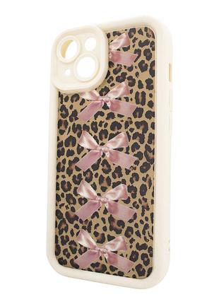 Чохол для iphone 15 pretty things leopard і бантики стильний аксесуар для захисту та прикрашання