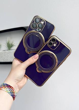 Чехол для iphone 13 pro с подставкой и защитными линзами deep purple для защиты и стиля