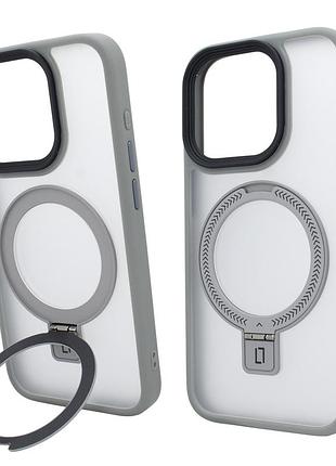 Чехол для iphone 15 pro max nofelet matt magsafe защитный серый с кольцом для удобного использования
