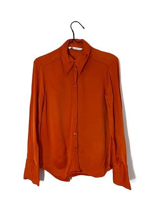 Атласная оранжевое рубашка zara блуза