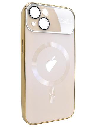 Чехол для iphone 14 матовый с защитой камеры gold тонкий magsafe кейс для защиты и стиля