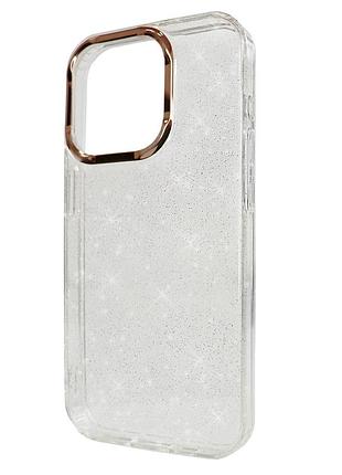 Чехол противоударный sparkle case для iphone 15 pro max с блестками защита камеры прозрачный