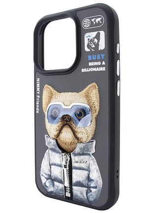 Чехол nimmy case animalzip для iphone 14 pro max черный с изображением собаки для защиты и стиля
