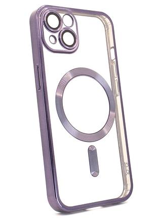 Чохол shining з magsafe для iphone 14 фіолетовий із захисними лінзами для камери