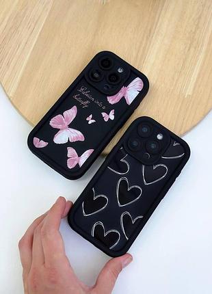 Чохол для iphone 12 pro max pretty things з малюнком метеликів чорний для захисту та стилю 3