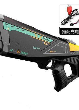 Водяной бластер watergun электрический для детей с двойным выстрелом и дальностью 10 метров