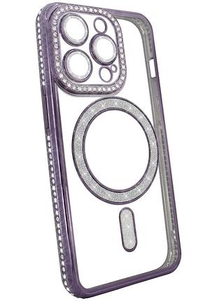 Чехол diamond shining case с magsafe для iphone 16 pro max фиолетовый стильный аксессуар для защиты телефона