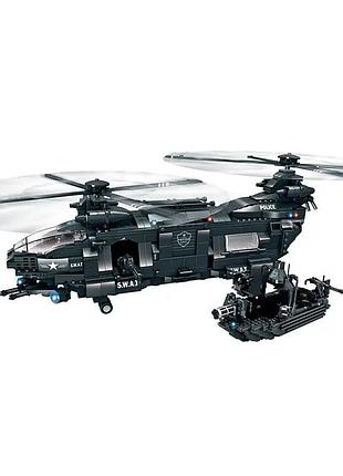 Конструктор swat anti-riot force 1251 деталей для детей вертолет и лодка для тактических игр