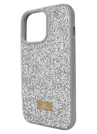 Чехол swarovski для iphone 12;iphone 12 pro серебристый стильный аксессуар для защиты и украшения телефона