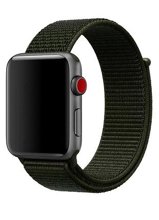 Ремешок нейлоновый nylon loop для apple watch 42mm 44mm 45mm 46mm 49mm оливковый с комфортной посадкой