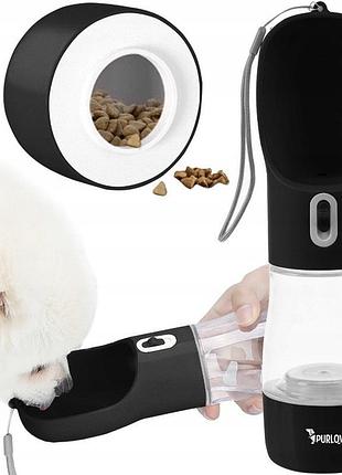 Бутылка поилка purlov 21033 дорожная миска 3в1 для собак и кошек с функцией кормления и питья